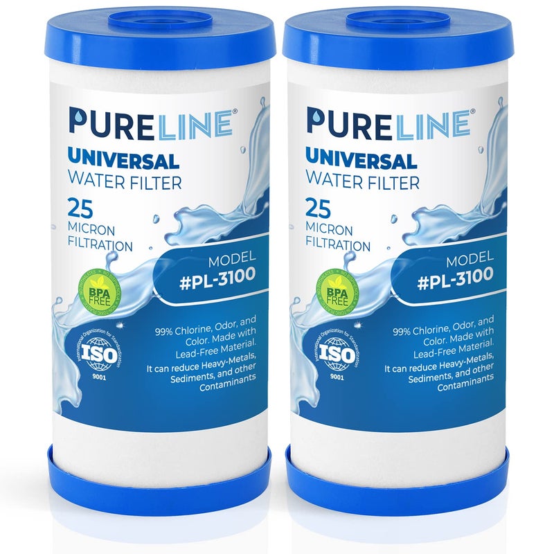 Pureline فلتر Pureline FXHTC 25 ميكرون 10" × 4.5" بديل لـ GE FXHTC، GXWH40L، Culligan RFC-BBSA، W50PEHD، GXWH40L، GXWH35F، GNWH38S، DuPont WFHD13001، Pentair Pentek R50-BB، NSF 372 و NSF 42 (عبوة 2)  - Image 1